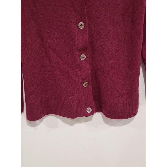 C By Bloomingdales 100% 2 Ply Cashmere Wine Color V Neck Cardigan L - Picture 5 of 10